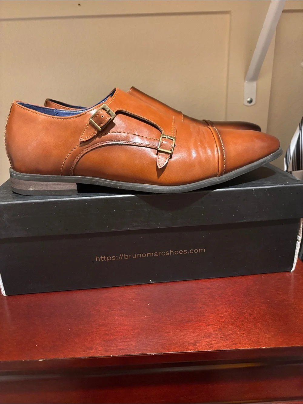 Bruno Marc Men's Double Monk Strap Oxfords - Tan Brown
